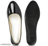 Patent leather Hagam bell-shaped women's ballerinas in solid pattern, slip-on design - available in sizes IND-3 to IND-8 from India